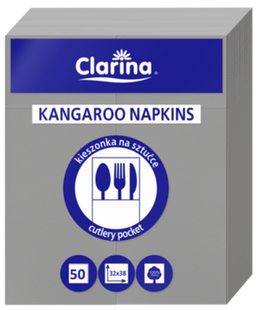 CLARINA SERWETKA KANGUREK SZARA 32x38 A50