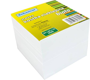 SCHEMAT NOTES KOSTKA NIEKLEJONA BIAŁA 84x84x70
